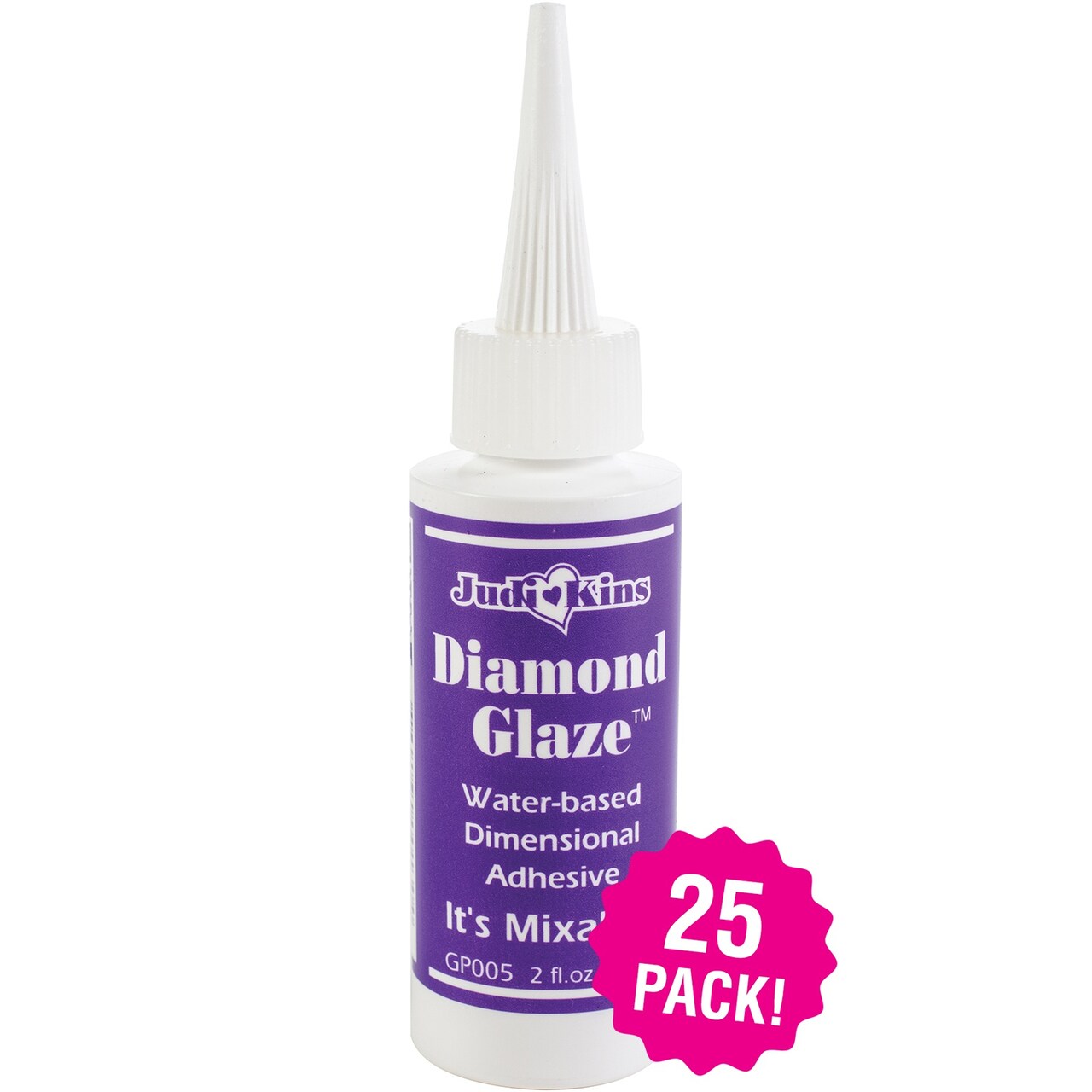 Multipack of 25 - Judikins Diamond Glaze Dimensional Adhesive 2oz-Precision Tip